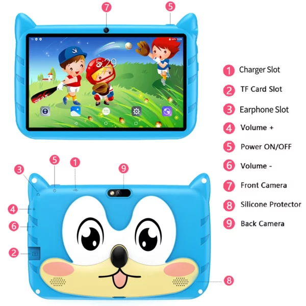BDF-Tablette Android 13 pour enfants, extension 1 To, 4 Go de RAM, 64 Go de ROM, WiFi 5G, batterie 4000mAh, appareil photo touristique, cadeau pour enfants, logiciel pour enfants, 7 pouces – Image 6