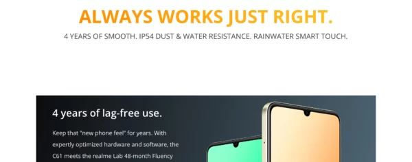 realme-Smartphone C61, Batterie 5000mAh, Charge SUPERVOOC 15W, Caméra AI 50MP, Affichage 90Hz, Moteur AI IP54, 256 Go, NDavid, Première mondiale – Image 28
