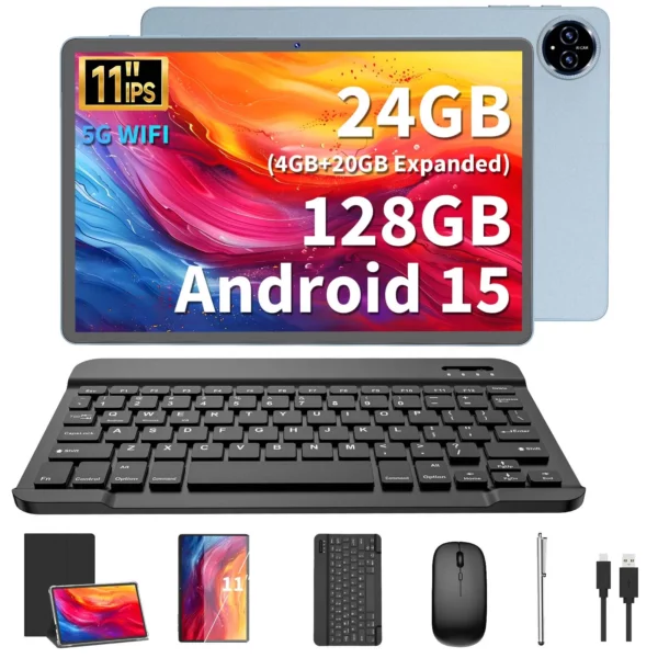 Relndoo nouvelle tablette 11 pouces Android 15, processeur T615, 24 Go(4 + 20 élargi) RAM + 128 Go ROM, WIFI, 5MP + 13MP, GPS, BT 5.0, Type C – Image 7