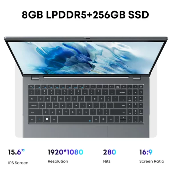 CHUWI GemiBook Plus 15.6 ''ordinateur portable 16GB RAM 512GB SSD ordinateur Windows 11 ordinateur portable 12e génération Intel Alder Lake N150/N100 – Image 4
