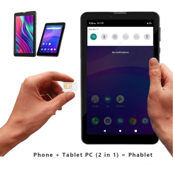 Tablette Android 11 de 7 pouces pour enfants, appel téléphonique 3G LTE, double carte SIM, Quad Core, 1 go de RAM, 16 go de ROM, 1024x600 IPS, Support GPS – Image 2