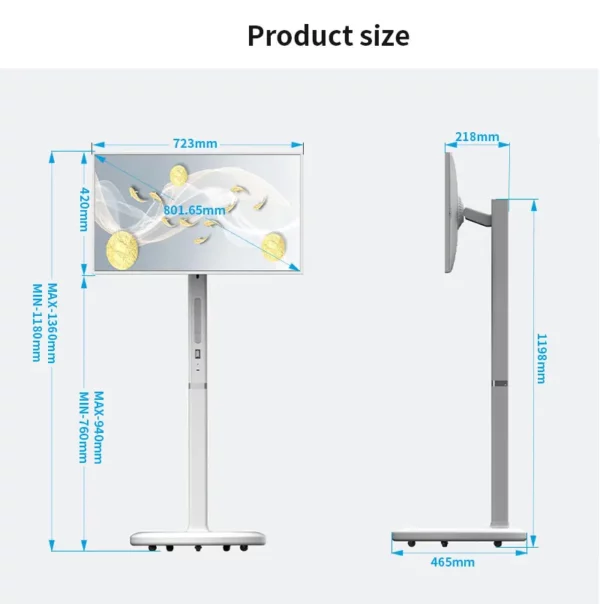 Écran tactile intelligent 32 pouces 8 + 128G Android 12, batterie intégrée, avec procureur, wifi, HDMI, support mobile, HD, LCD, TV, produits en vogue – Image 17