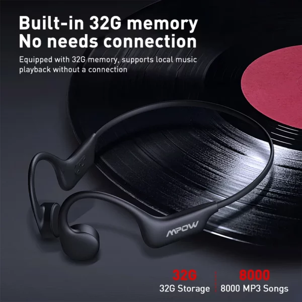 Mpow X6 Pro casque à Conduction osseuse sans fil Bluetooth 5.3 étanche IPX8 casque de sport professionnel intégré 32GB de mémoire – Image 8
