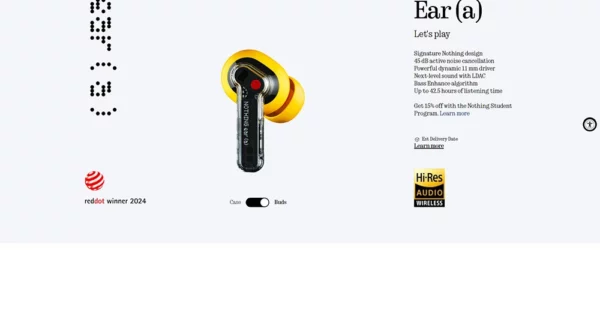 Nouvelle Version mondiale rien d'oreille (a) écouteur Bluetooth sans fil LDAC 45dB suppression Active du bruit ANC conception de mode dynamique – Image 9