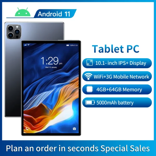 BDF Android 10.1 pouces tablette Google Play Octa Core double caméra double SIM 3G appel téléphonique tablettes Bluetooth Wifi 4GB + 64GB ROM – Image 7