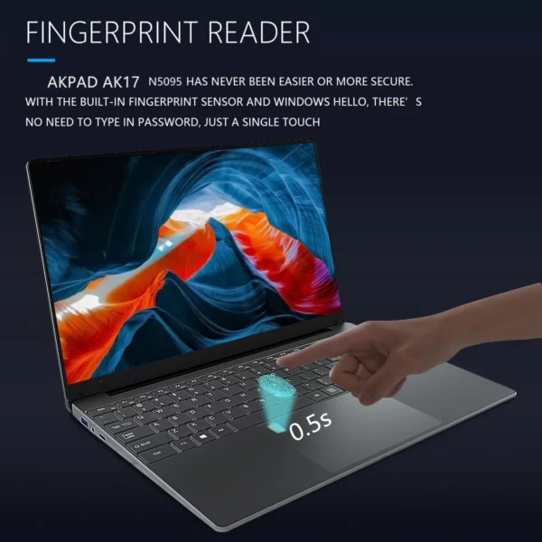 AKPAD-Ordinateur portable Intel Celeron, 11e génération, N5095, 15.6 pouces, 16 Go de RAM, 1 To SSD, WiFi, Business Office, Classe en ligne, Windows 10, 11 – Image 3