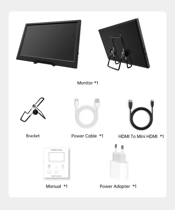 Moniteur portable compatible HDMI pour ordinateur portable, deuxième écran de jeu, affichage arc-en-ciel pour Switch, PS4, Xbox, Raspberry Pi, 11.6 pouces – Image 18