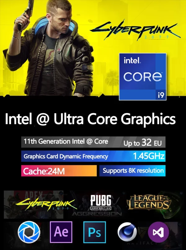 Ordinateur portable 16 pouces Intel Core I9-11900H 32 go DDR4 2 to SSD déverrouiller par empreinte digitale 8 cœurs 16 fils 4.9 GHz Wifi6 HD caméra ordinateur – Image 15