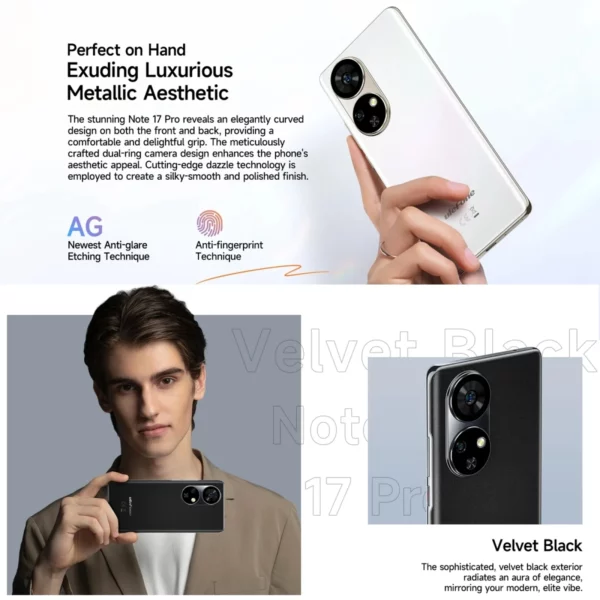 Ulefone Note 17 Pro Smartphone 6.78 "120HZ AMOLED affichage incurvé 24GB + 256GB Android 13,108MP caméra 5050mAh Version mondiale NFC – Image 10