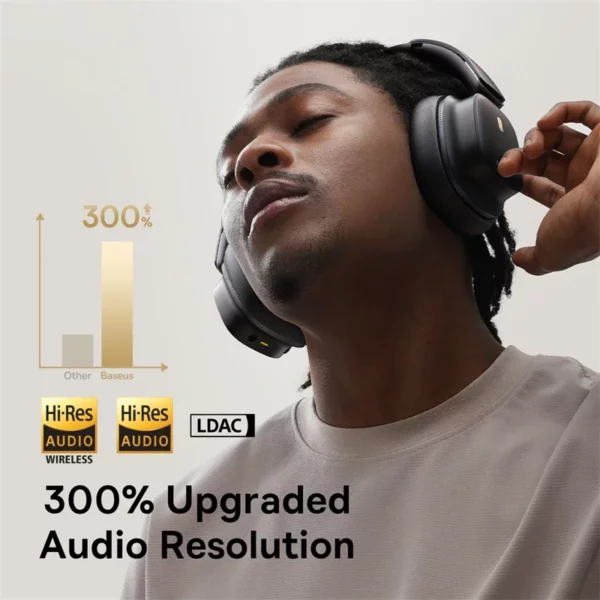Baseus Bowie 30 Max casque Bluetooth 45dB suppression du bruit hi-res LDAC sur l'oreille casque 3D Audio spatial écouteur sans fil – Image 4