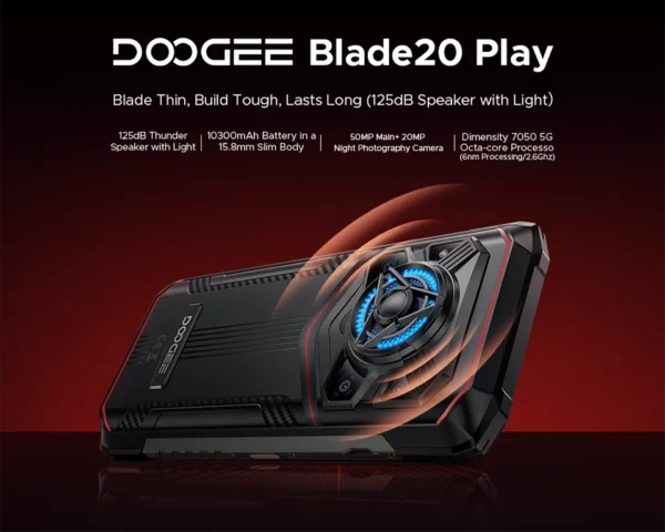 Version mondiale DOOGEE Blade20 Play 5G téléphone robuste 6.6 "HD + 90Hz 8GB 256GB 10300mAh batterie 50MP caméra Android 15 téléphone portable – Image 15