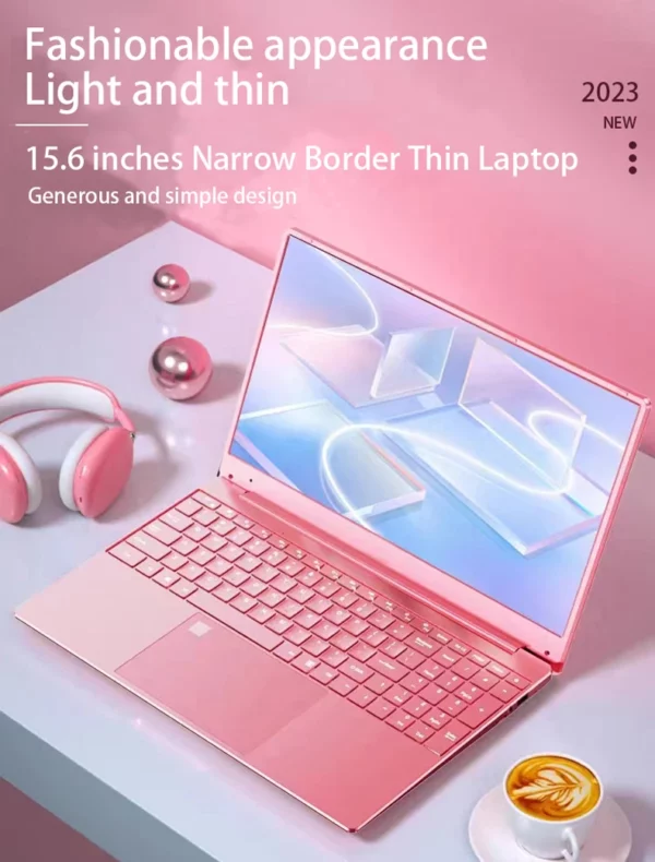 Ordinateur portable rose Windows 11 10 Pro, ordinateur portable Intel bon marché, D4, 12 Go de RAM, 15.6 Go, 1920 Go, 1080 Go, 1 To SSD, port HDMI, 128 pouces, 256x512 – Image 2
