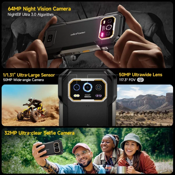 【Première mondiale】 Ulefone Armor 27 4G 10600mAh Téléphone robuste 24 Go + 256 Go Android 14 Smartphone 6,78" FHD 120 Hz Vision nocturne Global – Image 2