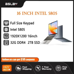 Ordinateur portable de bureau 16 pouces Intel 5805 32 RAM 2 to SSD HDMI caméra haute définition 8 cœurs 16 fils ordinateur portable