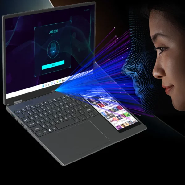 Ordinateur portable professionnel à reconnaissance faciale à double écran de 15,6 pouces + 7 pouces, RAW 32 Go SSD 2 To DDR4, 180 °   écran tactile haute définition rétroéclairé – Image 4