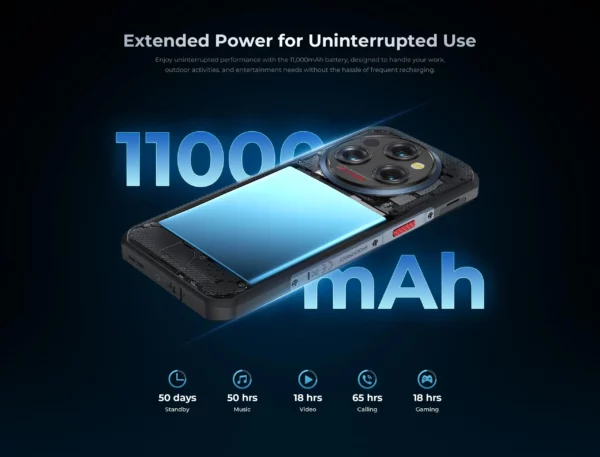 Oukitel WP35 S téléphone robuste 6GB + 256GB 11000mAh téléphones portables androids NFC 48MP caméra arrière Smartphone téléphone d'affaires – Image 15