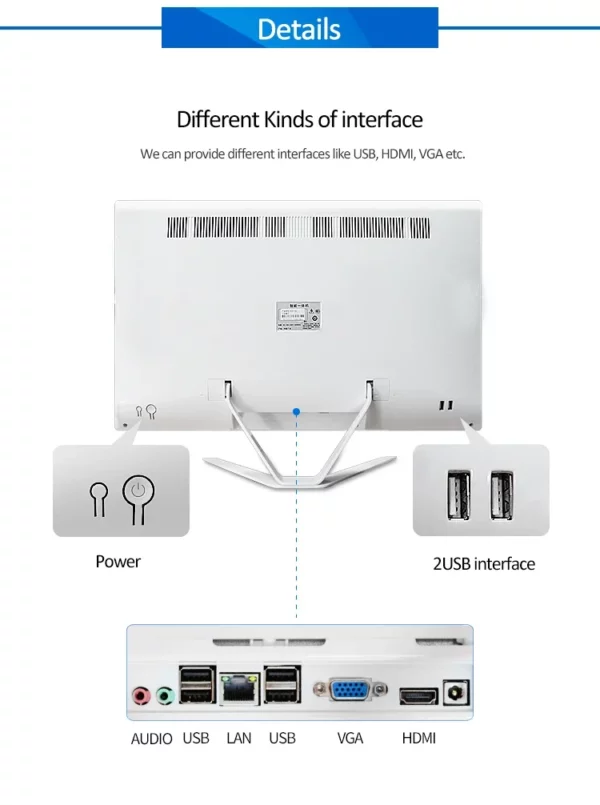 2024 nouveauté 24 pouces tout-en-un ordinateur Ram 4G/8g/16g I3 I5 I7 CPU fort tout-en-un ordinateur de bureau – Image 16