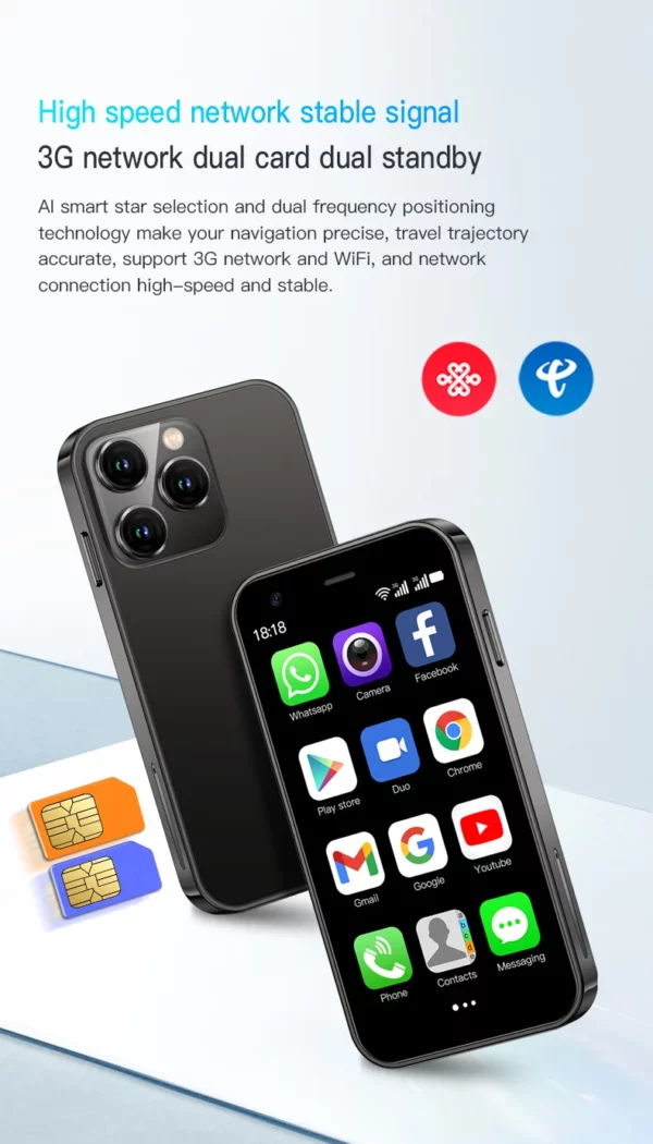 SERVO Mini Smartphone 3 "écran HD système Android 2GB RAM 16GB ROM Play Store 3G WCDMA cellulaire Super petits téléphones mobiles bon marché – Image 39