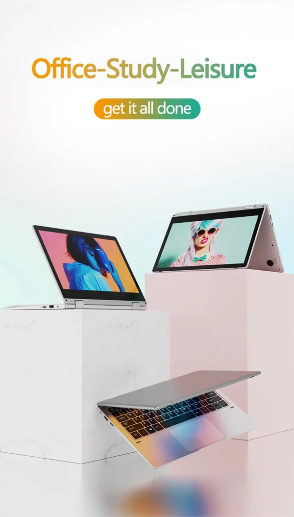 Ordinateur portable 11,6 pouces Intel Celeron N4020 360 °   Flips Écran tactile pour caméra HD 6 Go DDR4 2 To SSD 4500 mAH 2,8 GHz Tablette légère – Image 18
