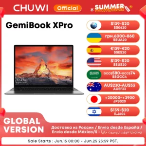 CHUWI GemiBook XPro 14 pouces UHD écran ordinateur portable 8GB RAM 256GB SSD Intel N150/N100 Windows 11 ordinateur avec ventilateur de refroidissement ordinateur portable