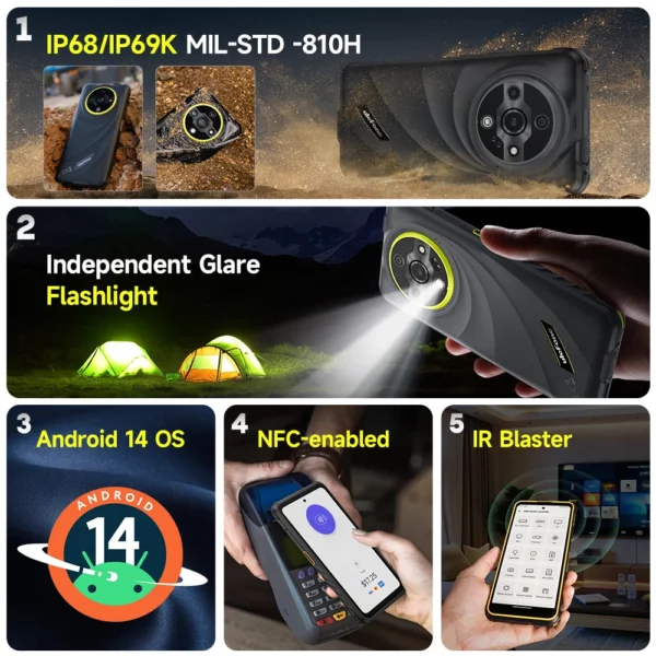 Ulefone Armor X31 4G téléphone robuste Android 14 Smartphone 6.56 "12GB RAM 128GB ROM 48MP NFC caméra de nuit IR Blaster version mondiale – Image 4