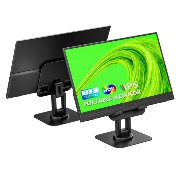 VEOUT Ultra-mince 1920x1080P IPS affichage USB-C/HDMI FreeSync béquille pour les jeux voyage bureau utilisation 13.3 pouces moniteur Portable