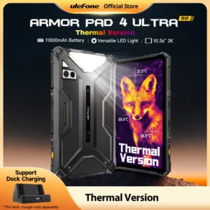 【Première mondiale】Ulefone Armor Pad 4 Ultra 5G Tablette robuste Imagerie thermique 11800mAh 10,36"2K 16GB + 256GB Android 14 Lumière LED