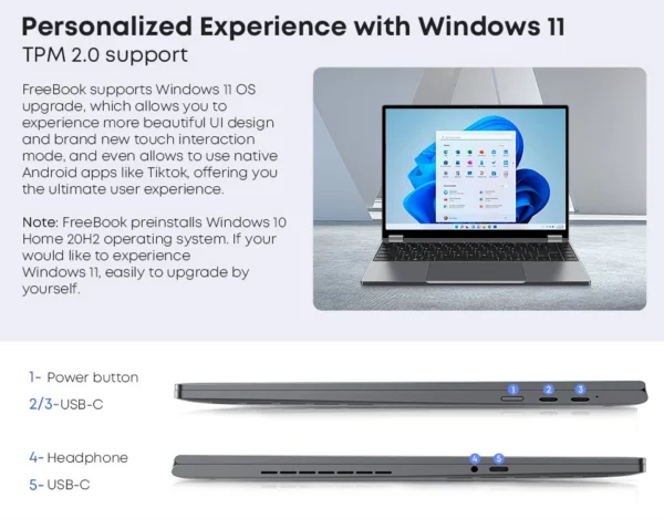CHUWI-Ordinateur Portable FreePle, Tablette 2 en 1, Intel N100/i3 1215U, Écran Tactile 13.5 Pouces, 12 Go LPDDR5, 512 Go SSD – Image 26