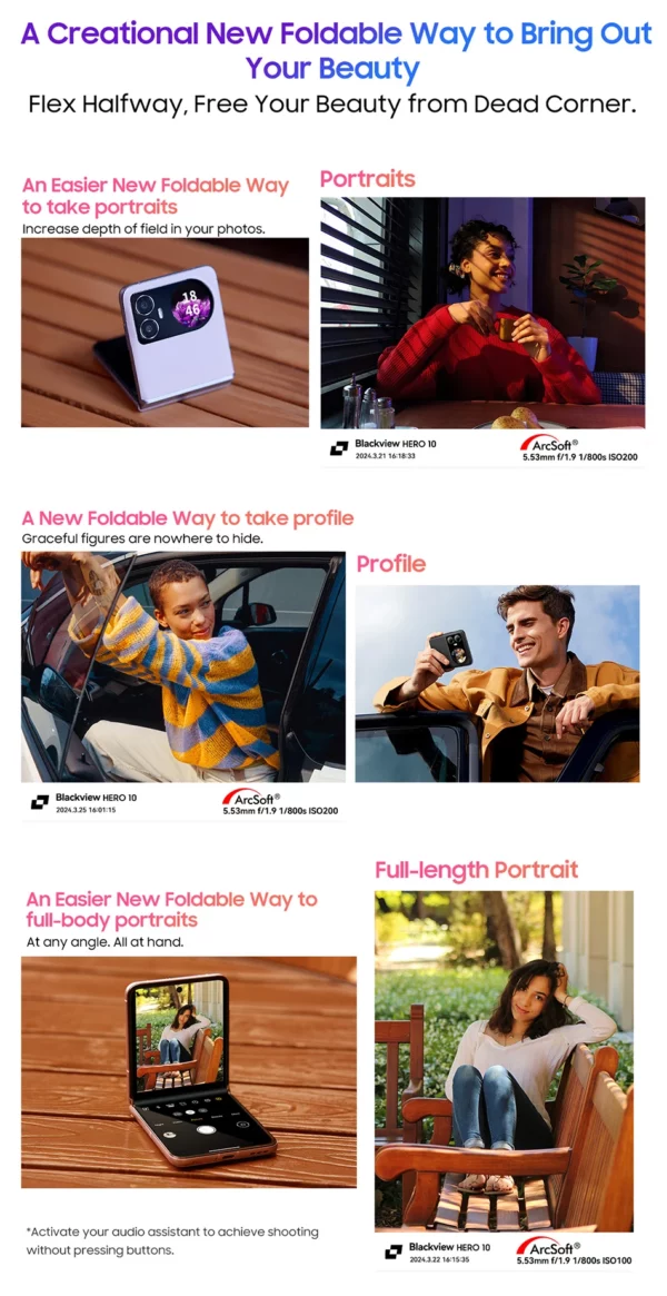 Blackview HERO 10-Smartphone avec Écran Pliant AMOLED de 6.9 Pouces, 12 Go de RAM et 256 Go de ROM, Caméra MTK 108MP, Helio G99, Première Mondiale – Image 38