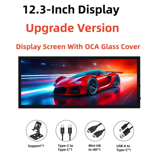 Wisecoco 12.3/14.5 pouces 2K 2560x720 IPS tactile moniteur Portable de jeu HDMI écran secondaire externe affichage auxiliaire – Image 8