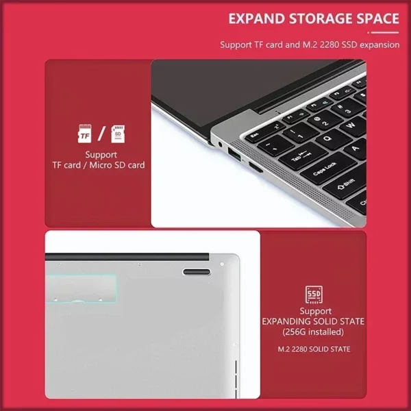 Ordinateur Portable Intel Celeron N4000 pour enfants, 14.1 pouces, avec SSD 128 go/256 go/512 go/1 to, Windows 11 Pro, double cœur, pour étudiants – Image 2
