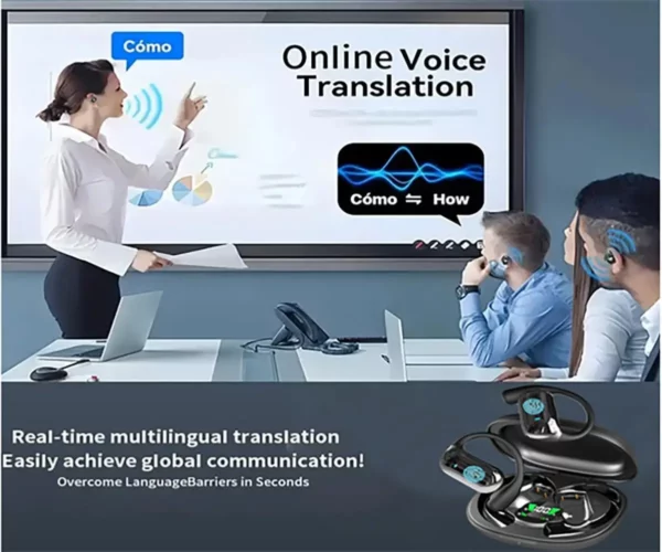 UYUXIO – écouteurs de traduction en temps réel, oreillettes de traduction de langue AI, 144 langues et Accents, oreillettes 3 en 1 OWS pour les entreprises – Image 6