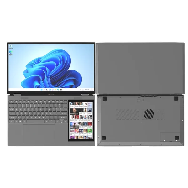 Ordinateur portable professionnel à reconnaissance faciale à double écran de 15,6 pouces + 7 pouces, RAW 32 Go SSD 2 To DDR4, 180 °   écran tactile haute définition rétroéclairé – Image 6