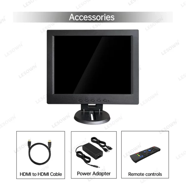 LESOWN 12 pouces 1024x768 moniteur LCD industriel 4:3 HDMI VGA AV BNC petit écran large pour caméra de Microscope de voiture CCTV – Image 16