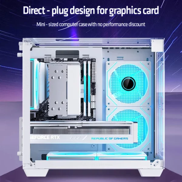 AOC CG389 Gaming MATX boîtier pour ordinateur de bureau châssis d'ordinateur boîtier de pièce vue sur la mer Support en verre incurvé 5 positions de ventilateur 240 refroidissement par eau – Image 2
