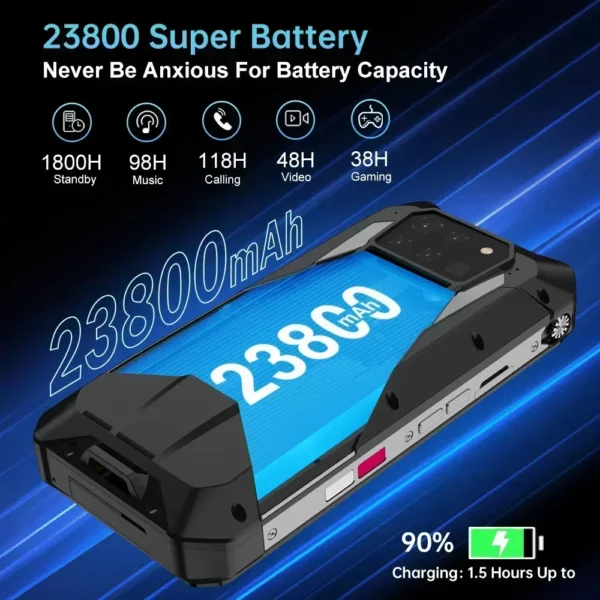 Unihertz-Smartphone Android 3 Pro avec budgétaire robuste, 8849 mAh, 23800 Go, téléphone portable Dean Morning, 200MP, chargeur 512 W OTG, 120 precious, 5G – Image 6