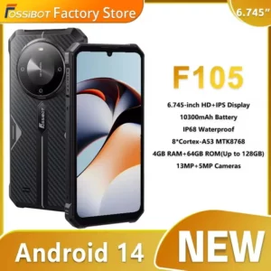 FOSSiBOT F105 Smartphone robuste Android 14 12GB + 64GB téléphone portable 6.745 "HD + écran IPS 20MP caméra 10300mAh téléphone portable