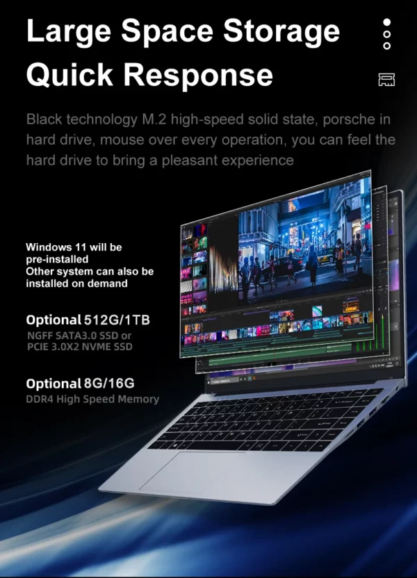 Débloquant les empreintes digitales ordinateur Portable Windows 11 ordinateur Portable Intel Celeron N95 15.6 pouces 8GB 16GB RAM 512GB 1TB SSD ordinateur de bureau – Image 9