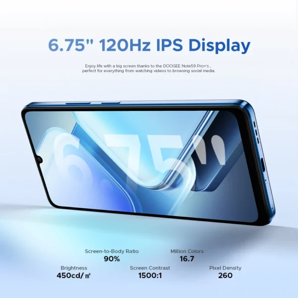 DOOGEE Note59 Pro + 5G Smartphone Android 15 Version mondiale 6250mAh batterie 6.75 ''120Hz affichage 12GB 512GB téléphone portable NFC – Image 4