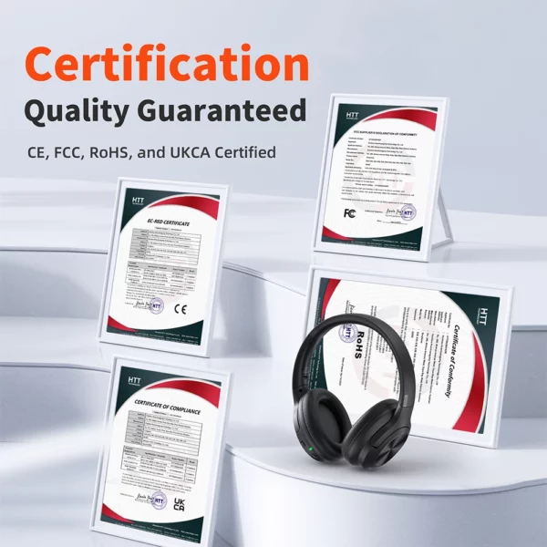 Casque sans fil QERE E80 écouteur bluetooth 5.3 ANC suppression du bruit Audio haute résolution sur l'oreille casque 70H 40mm Driver2.4G – Image 13