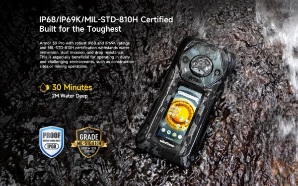 【Première mondiale】Ulefone Armor 30 Pro 5G Téléphone robuste Android 14 Smartphone 6,9" 120Hz 32GB+512GB 12800mAh Caméra nocturne 64MP NFC MTK Dimensity 7300X 66W Téléphone portable – Image 34