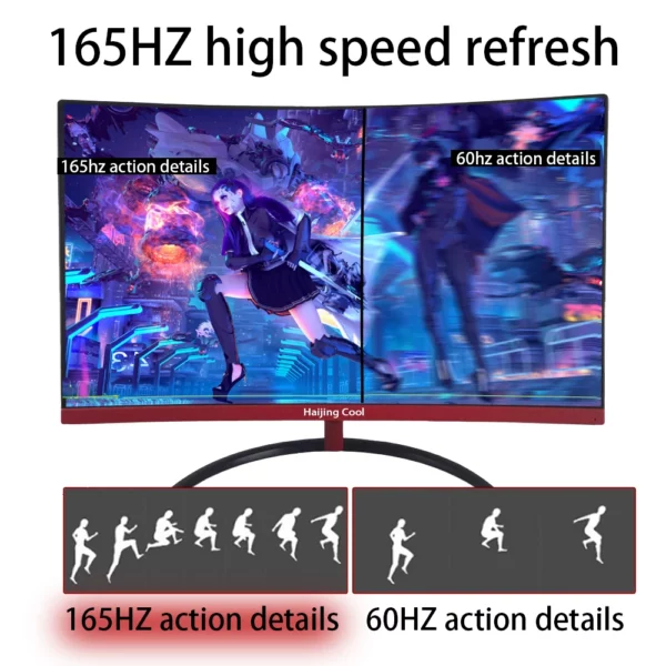 Écran pio Incurvé de 27 Pouces, 2K, 144Hz, 165Hz, Écran LCD pour PC, QHD, 165Hz, pour Ordinateur de Jeu, 2560x1440, DP/HDMI – Image 2
