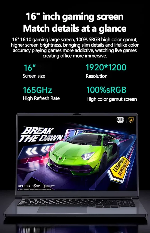 PC 16 pouces Intel Core i9-12900H NVIDIA RTX 3060 6G ordinateur 64GB DDR4 4TB SSD HD caméra WiFi5 BT5.2 ordinateur Portable de jeu – Image 17
