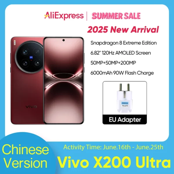 VIVO X200 Ultra 5G Smartphone Snapdragon 8 Elite 6.82 ''AMOLED LCD 6000mAh 90W Charge Flash 50MP + 200MP caméra NFC Android 15