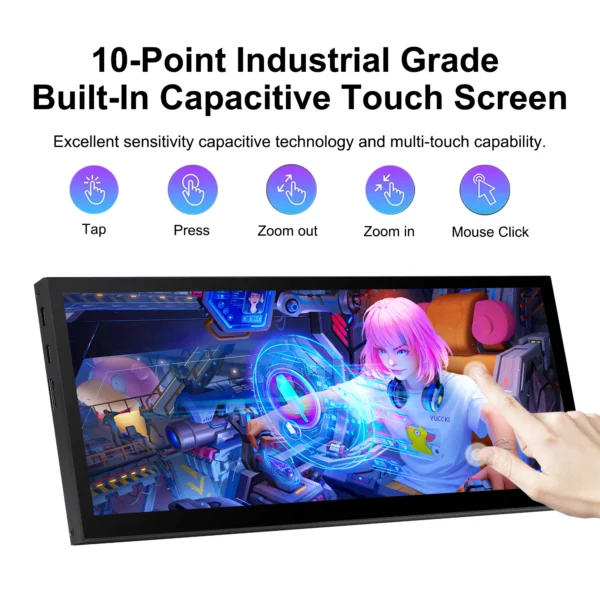 Wisecoco 12.3/14.5 pouces 2K 2560x720 IPS tactile moniteur Portable de jeu HDMI écran secondaire externe affichage auxiliaire – Image 22
