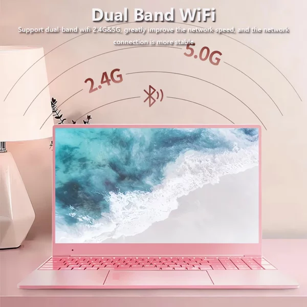 Ordinateur portable de jeu rose, ordinateur portable Windows 10, éducation au bureau, 15.6 pouces, 10e Isabel, Intel Celeron J4125, 12 Go de RAM, 1 To, touristes, WiFi, côté étroit – Image 5