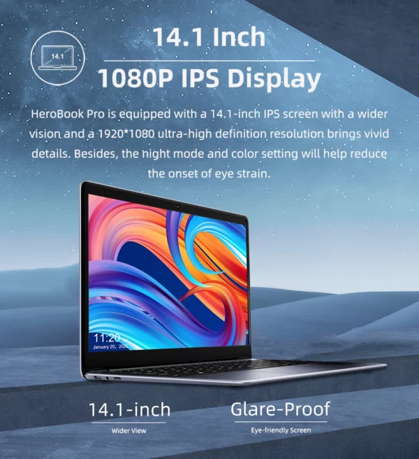 CHUWI-Ordinateur portable HeroPlePro, 8 Go de RAM, 256 Go SSD, Intel Celeron N4020, touriste Core, écran IPS 14.1 ", Windows 11 – Image 13