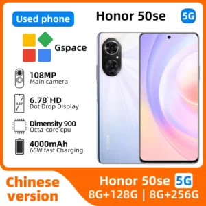 Honor 50 SE 5g Dimensity 900 120HZ Plein Écran 66W Super Chargeur 6,78" SmartPhone 108MP Caméra NFC Google Original Utilisé Téléphone