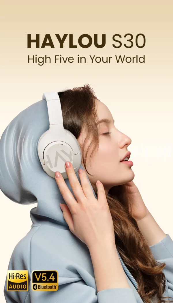 HAYLOU-Casque sans fil S30, Bluetooth 5.4, 43dB, écouteurs adaptatifs antibruit, ensembles de sauna, pilote 40mm, 80H de lecture – Image 13