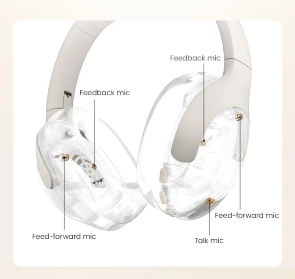 HAYLOU-Casque sans fil S30, Bluetooth 5.4, 43dB, écouteurs adaptatifs antibruit, ensembles de sauna, pilote 40mm, 80H de lecture – Image 17
